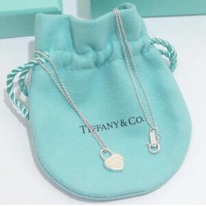 Tiffany & Co. 💯% Auth Return Mini Lock Heart Necklace w/Pouch ✨925 Sterling✨EUC